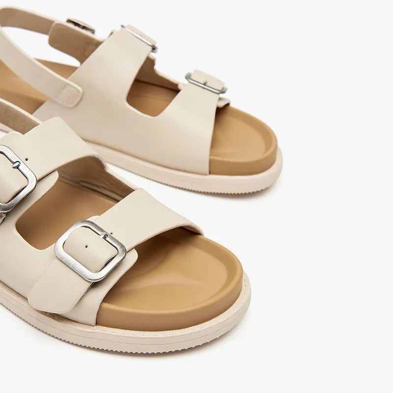 Erminia Flad Sandal Til Kvinder - Beige