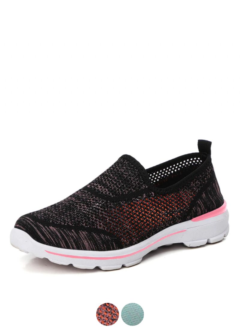 Estelita Kvinders Slip-on Åndbar Mesh Sommer Fashion Flat Black Sko