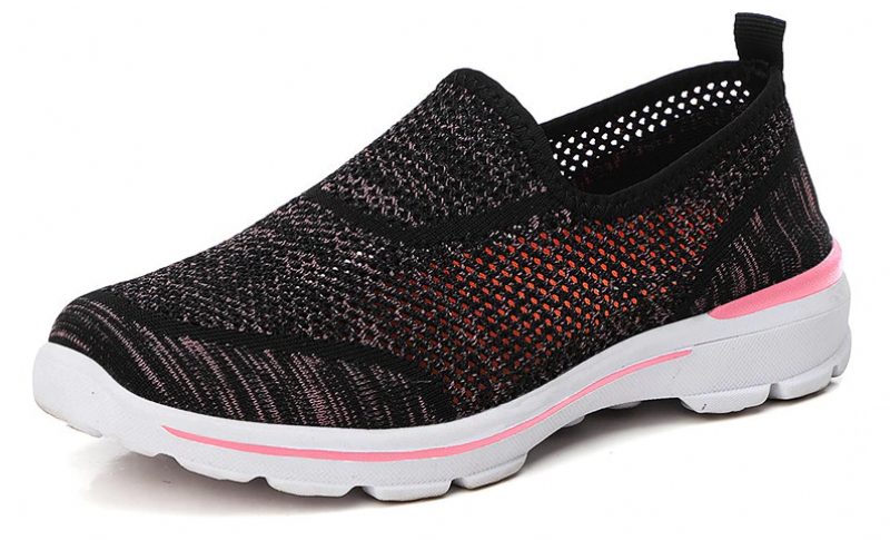 Estelita Kvinders Slip-on Åndbar Mesh Sommer Fashion Flat Black Sko - Sort Rød