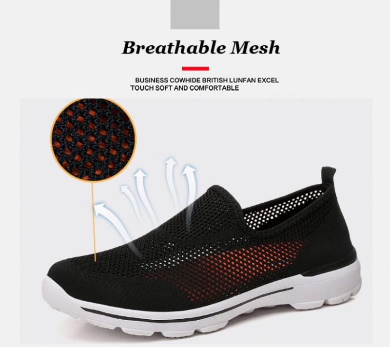 Estelita Kvinders Slip-on Åndbar Mesh Sommer Fashion Flat Black Sko - Sort Rød