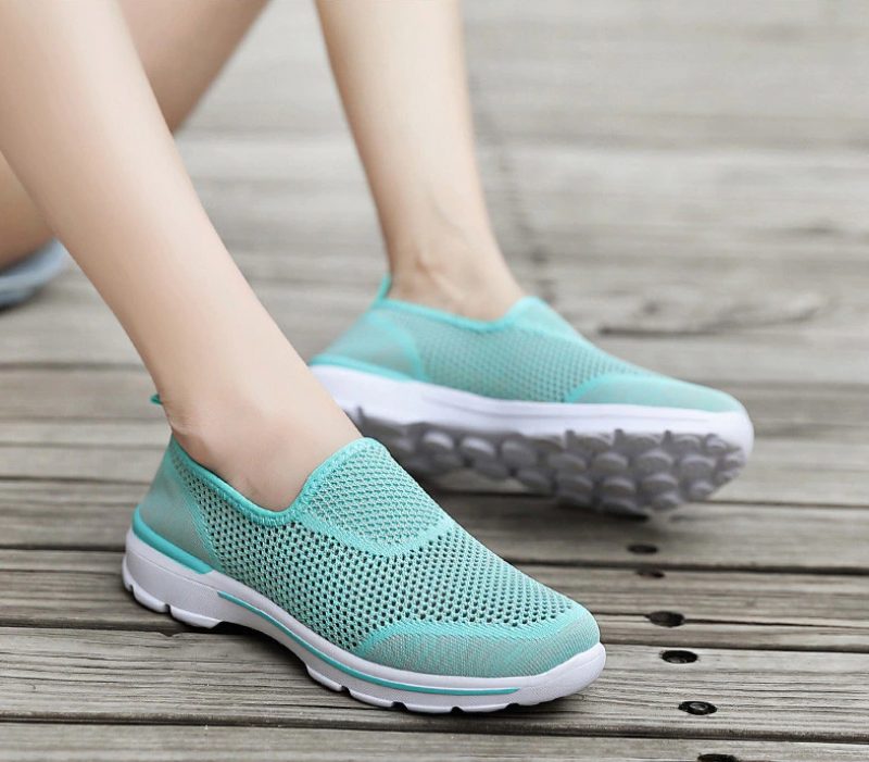 Estelita Kvinders Slip-on Åndbar Mesh Sommer Fashion Flat Black Sko - Sort Rød