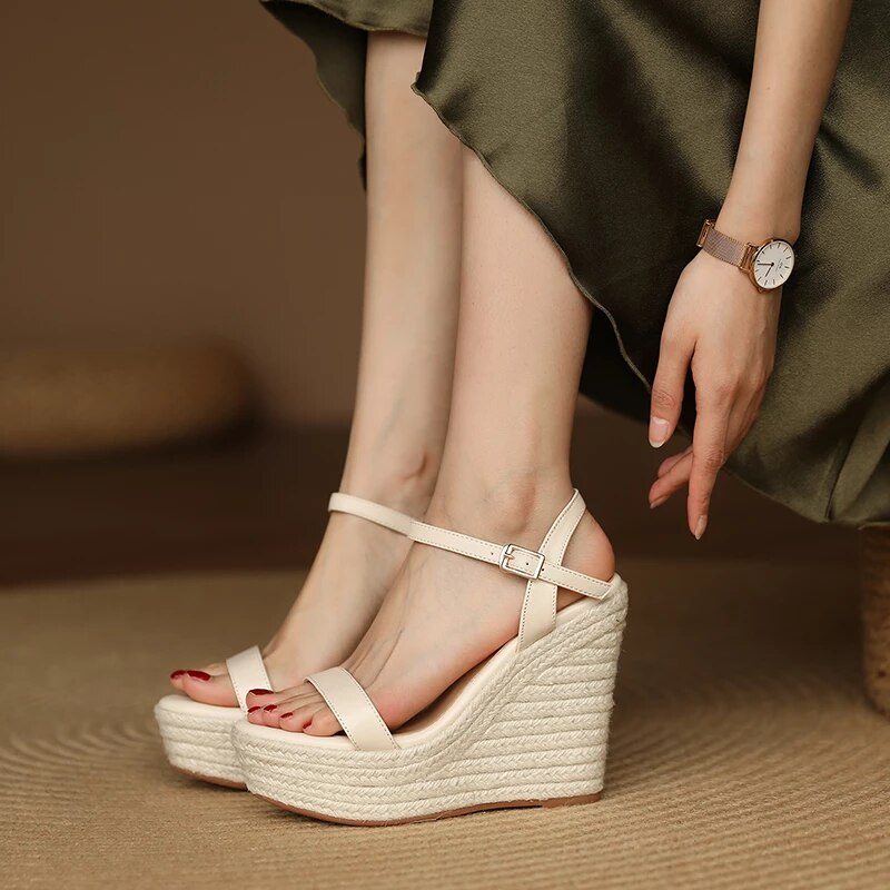 Evolet Dame Wedges Sandal - Beige