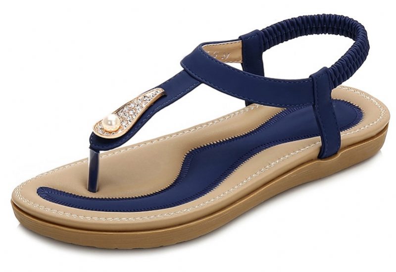Fegali Flad Sandal Elastikbånd Til Kvinder - Blå