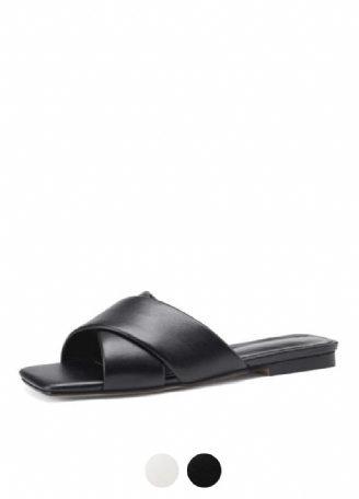 Gal Kvinders Flad Sort Læder Sandal