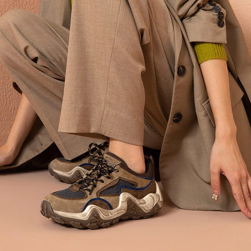 Garnier Platform Sneaker I Læder Til Kvinder - Kamel