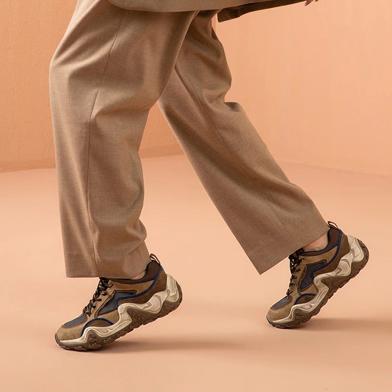 Garnier Platform Sneaker I Læder Til Kvinder - Kamel