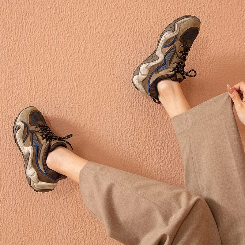 Garnier Platform Sneaker I Læder Til Kvinder - Kamel