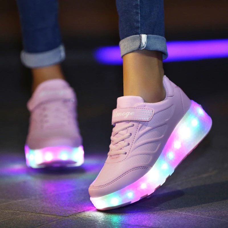 Genix Unisex Rullesneaker Til Børn - Sølv