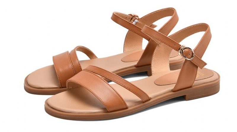 Glenda Flad Sommer Lædersandal Til Kvinder - Brun