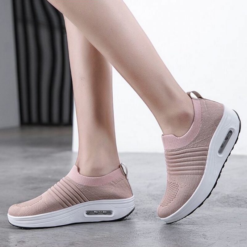Gofit Kvinders Flat Med Platform Mesh Walking Sko - Pink