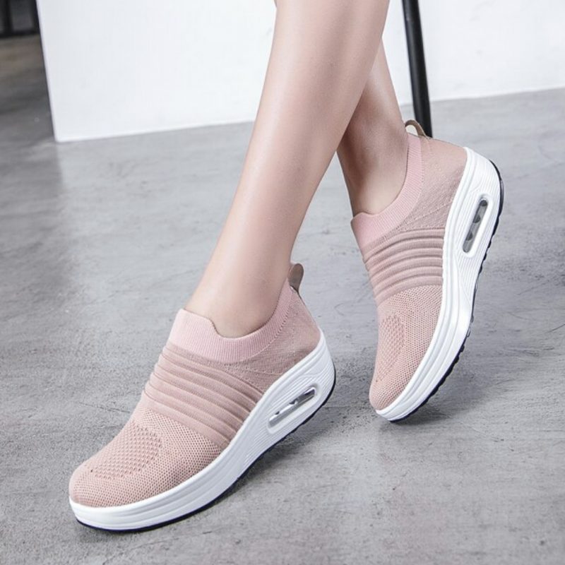 Gofit Kvinders Flat Med Platform Mesh Walking Sko - Pink
