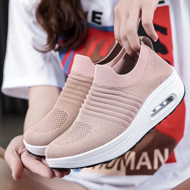 Gofit Kvinders Flat Med Platform Mesh Walking Sko - Pink