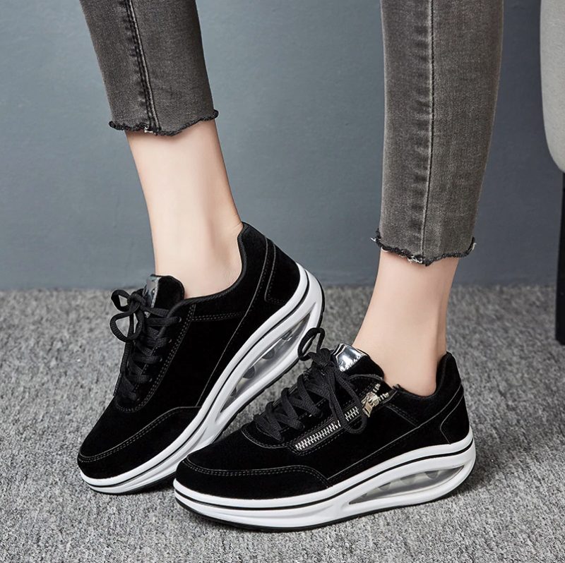 Gowalk Max Sneaker Dame Flad Med Platform Sko - Sort