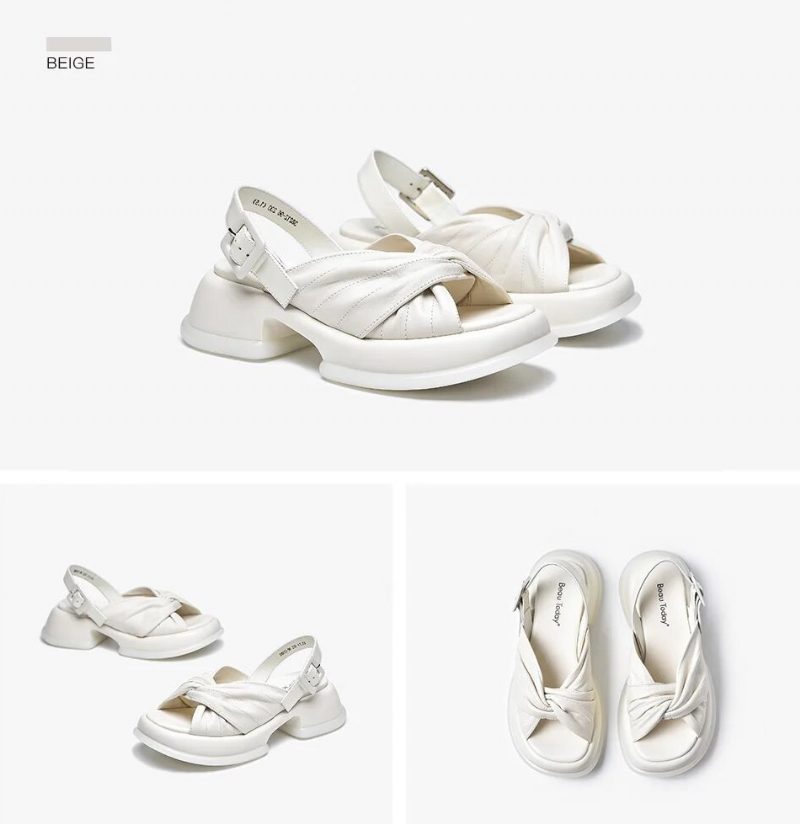 Gracia Lædersandaler Til Kvinder - Beige
