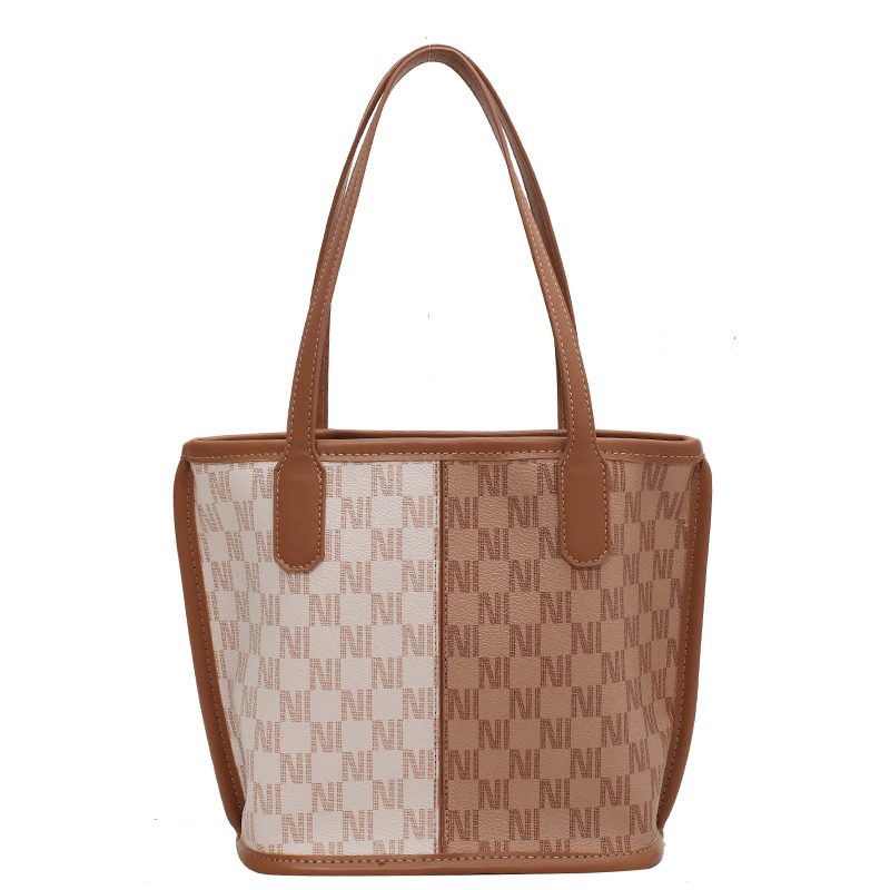 Graciola Dame Trend Designer Læder Tote Håndtaske - Khaki