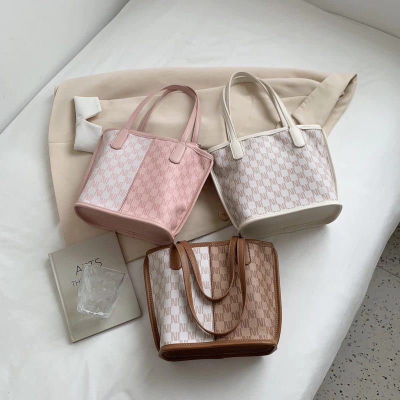 Graciola Dame Trend Designer Læder Tote Håndtaske - Khaki