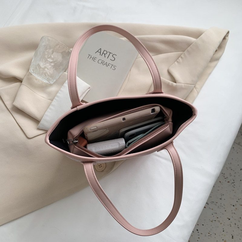 Graciola Dame Trend Designer Læder Tote Håndtaske - Khaki