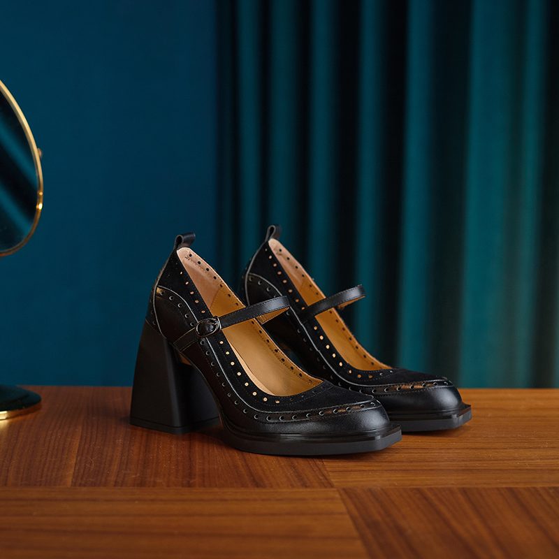 Greta Kvinders Square Toe Pumps - Abrikos