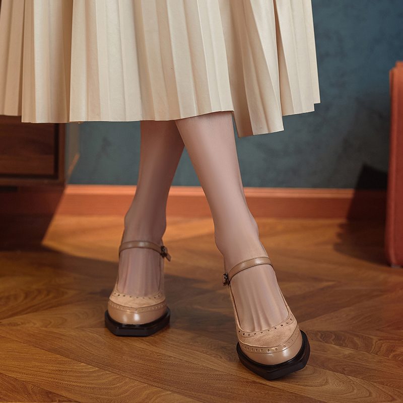 Greta Kvinders Square Toe Pumps - Abrikos