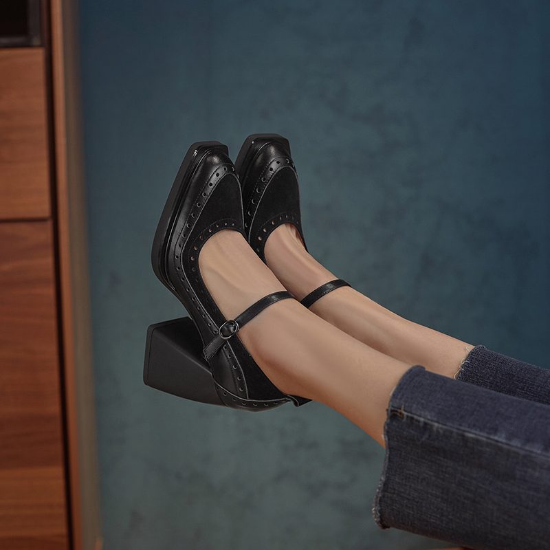 Greta Kvinders Square Toe Pumps - Abrikos
