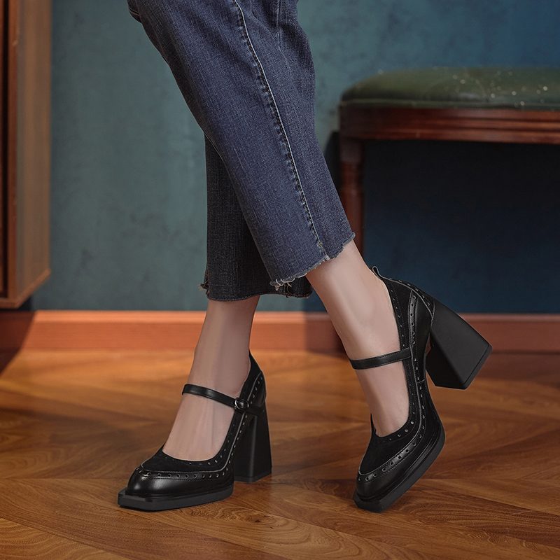 Greta Kvinders Square Toe Pumps - Abrikos