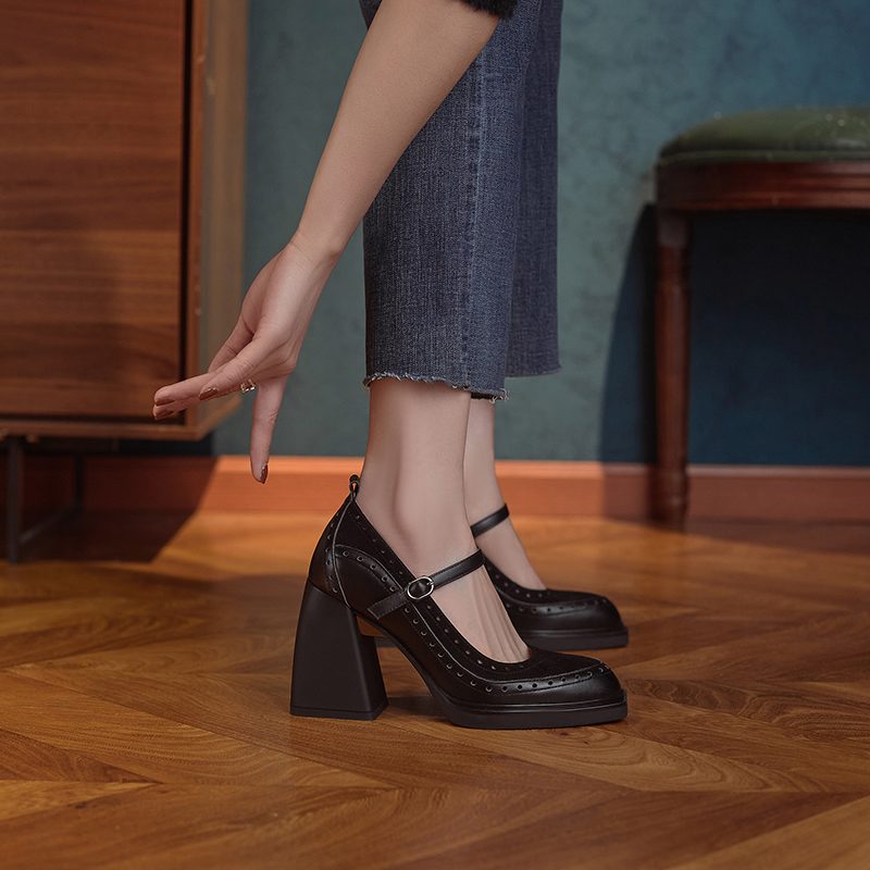Greta Kvinders Square Toe Pumps - Abrikos