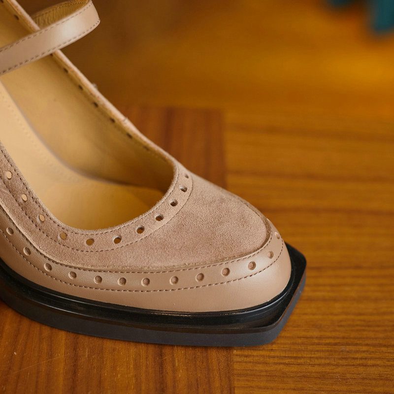 Greta Kvinders Square Toe Pumps - Abrikos