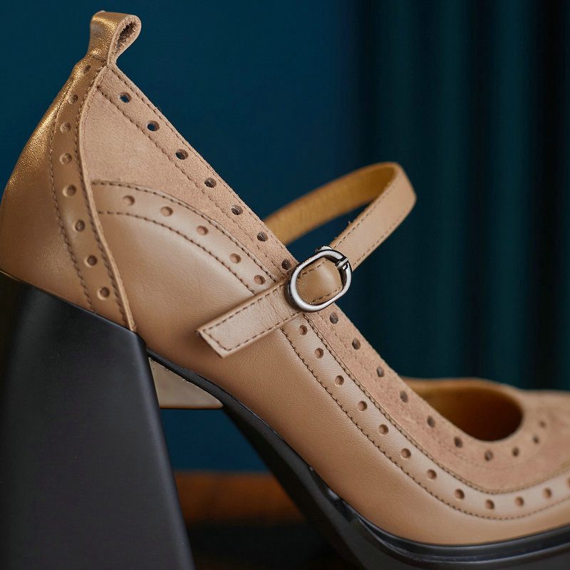Greta Kvinders Square Toe Pumps - Abrikos