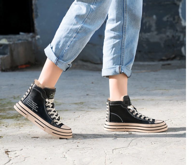 Grillen Sneaker Sorte Sko Til Kvinder - Sort kort plys