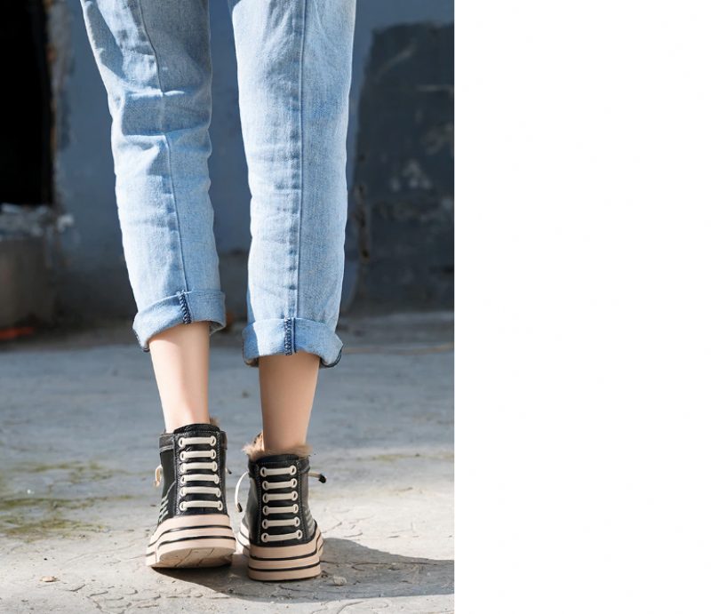 Grillen Sneaker Sorte Sko Til Kvinder - Sort kort plys