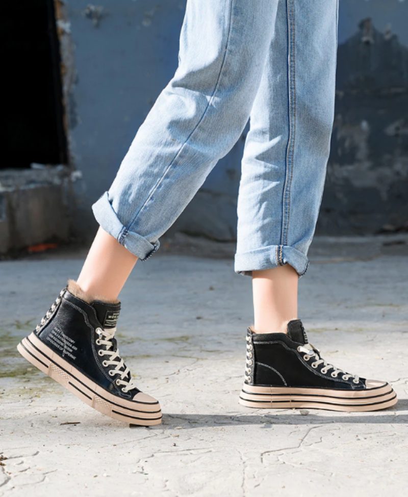 Grillen Sneakersko Til Kvinder - Hvid kort plys