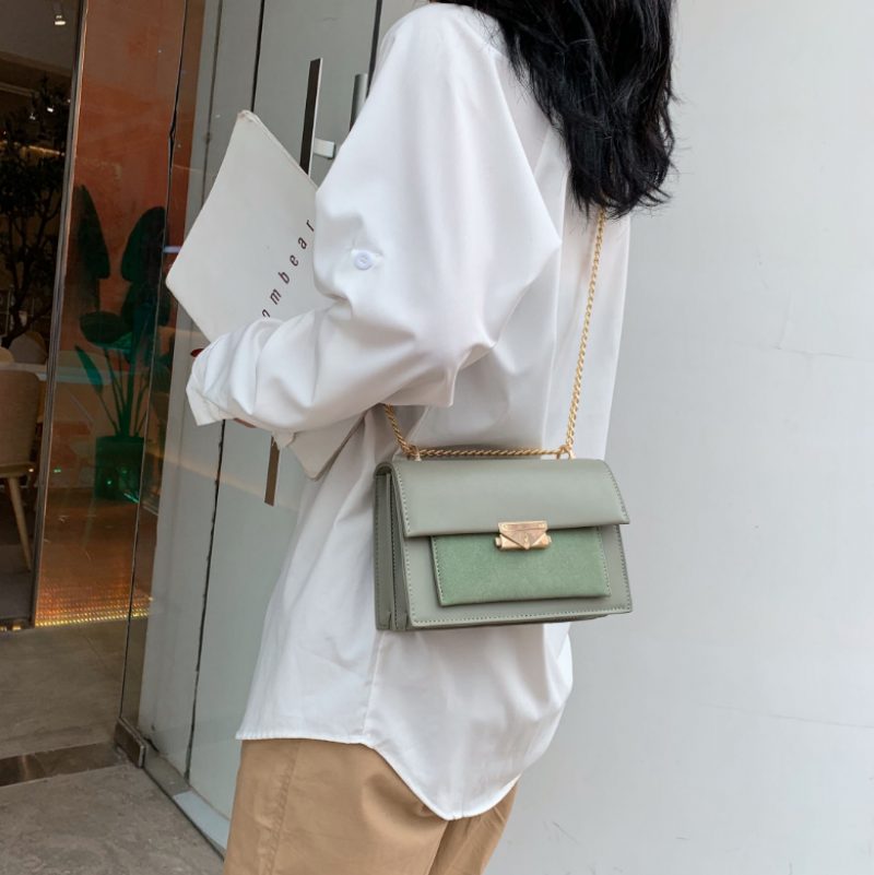 Haman Crossbody-taske Til Kvinder Med Læderkæder - Grøn