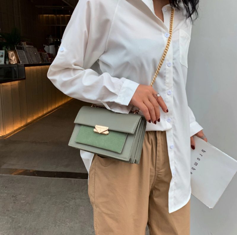 Haman Crossbody-taske Til Kvinder Med Læderkæder - Grøn