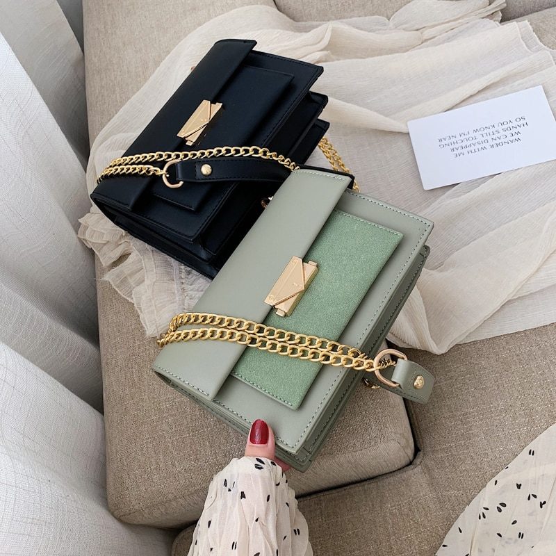 Haman Crossbody-taske Til Kvinder Med Læderkæder - Grøn