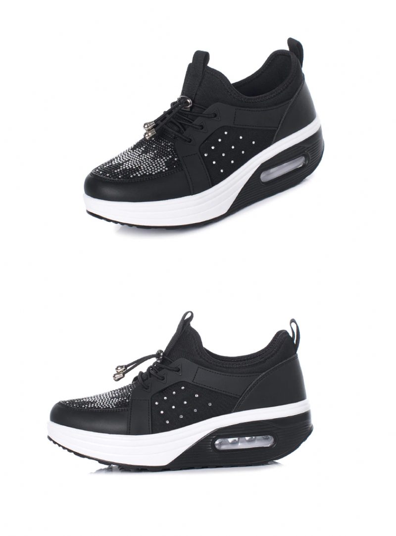 Hani Dame Spring Platform Sports Walking Sko - Sort