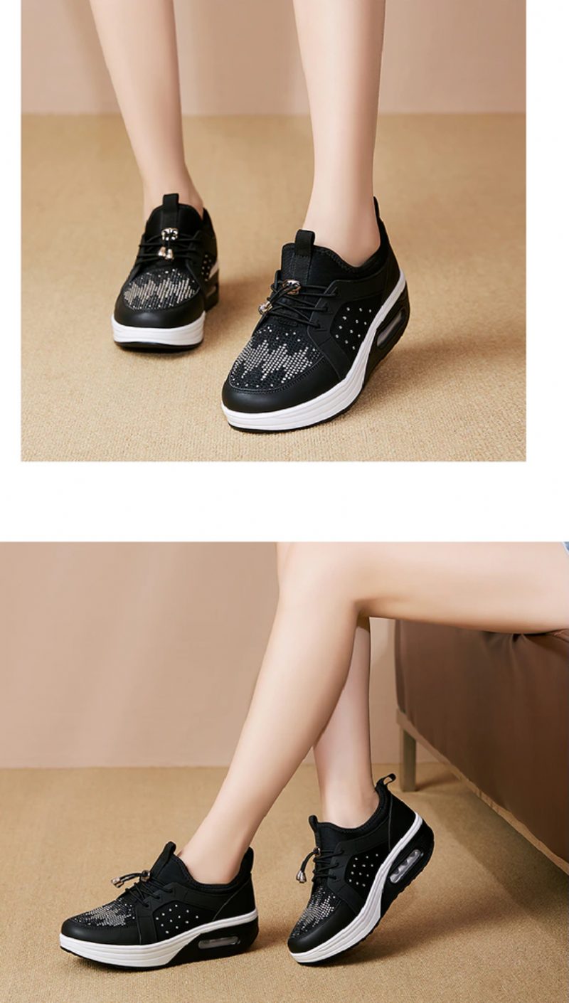 Hani Dame Spring Platform Sports Walking Sko - Sort