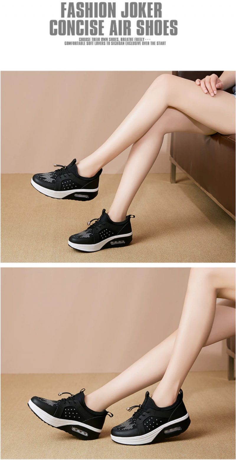 Hani Dame Spring Platform Sports Walking Sko - Sort