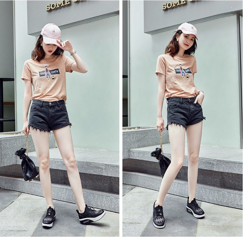 Hani Dame Spring Platform Sports Walking Sko - Sort