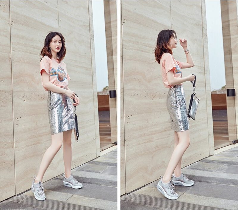 Hani Dame Spring Platform Sports Walking Sko - Sort