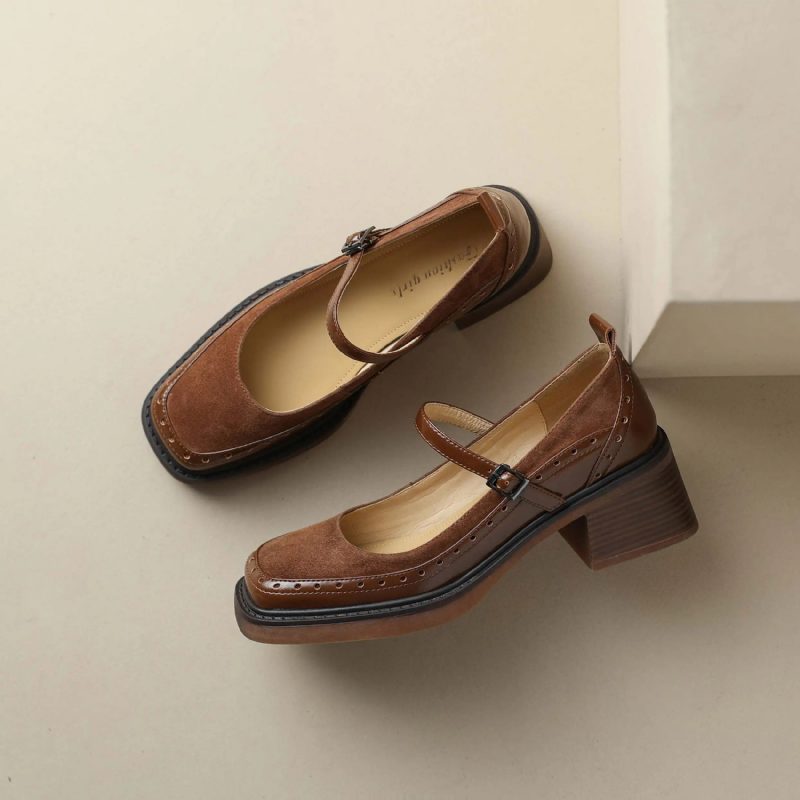 Hanna Dame Læder Carving Design Pumps - Sort