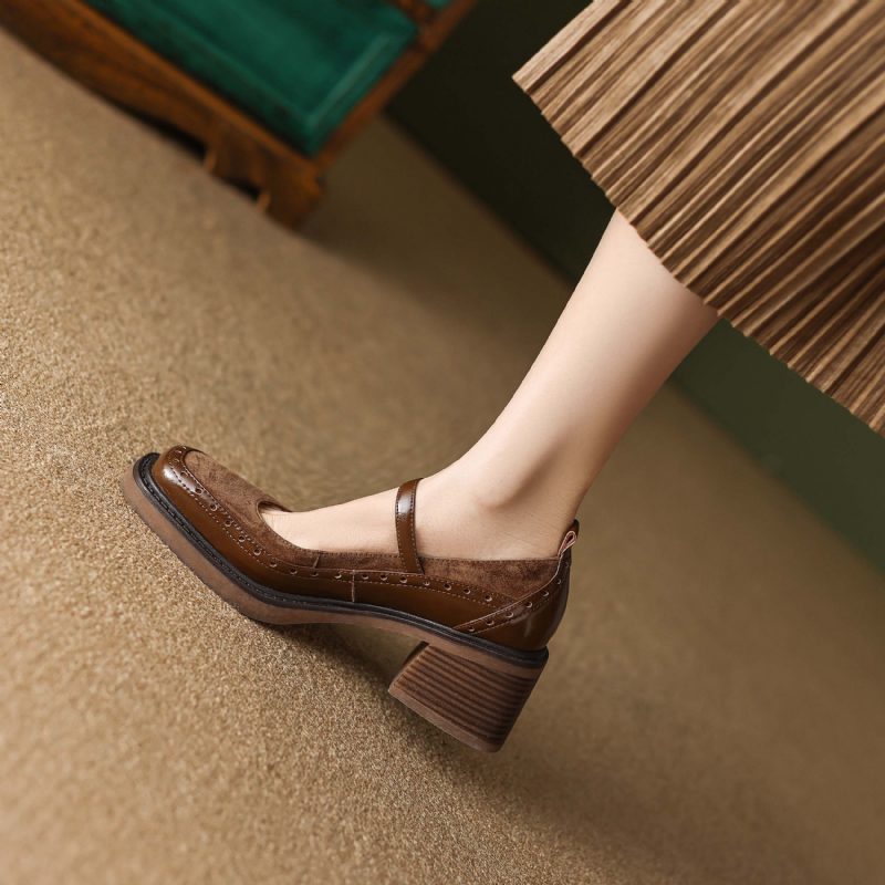 Hanna Dame Læder Carving Design Pumps - Sort