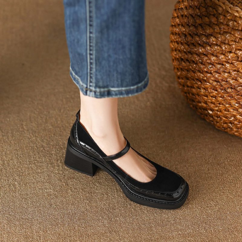 Hanna Dame Læder Carving Design Pumps - Sort