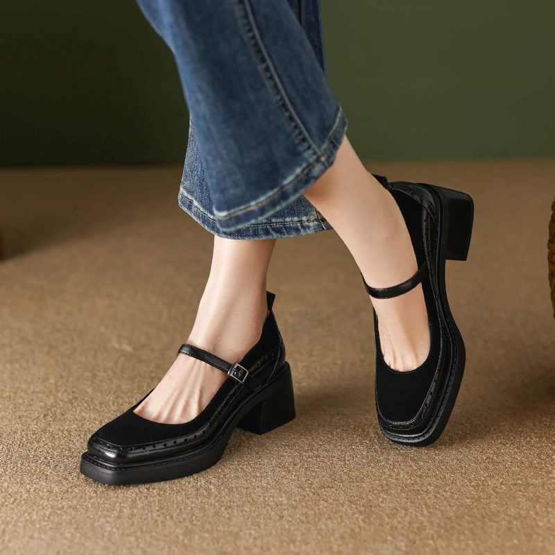 Hanna Dame Læder Carving Design Pumps - Sort