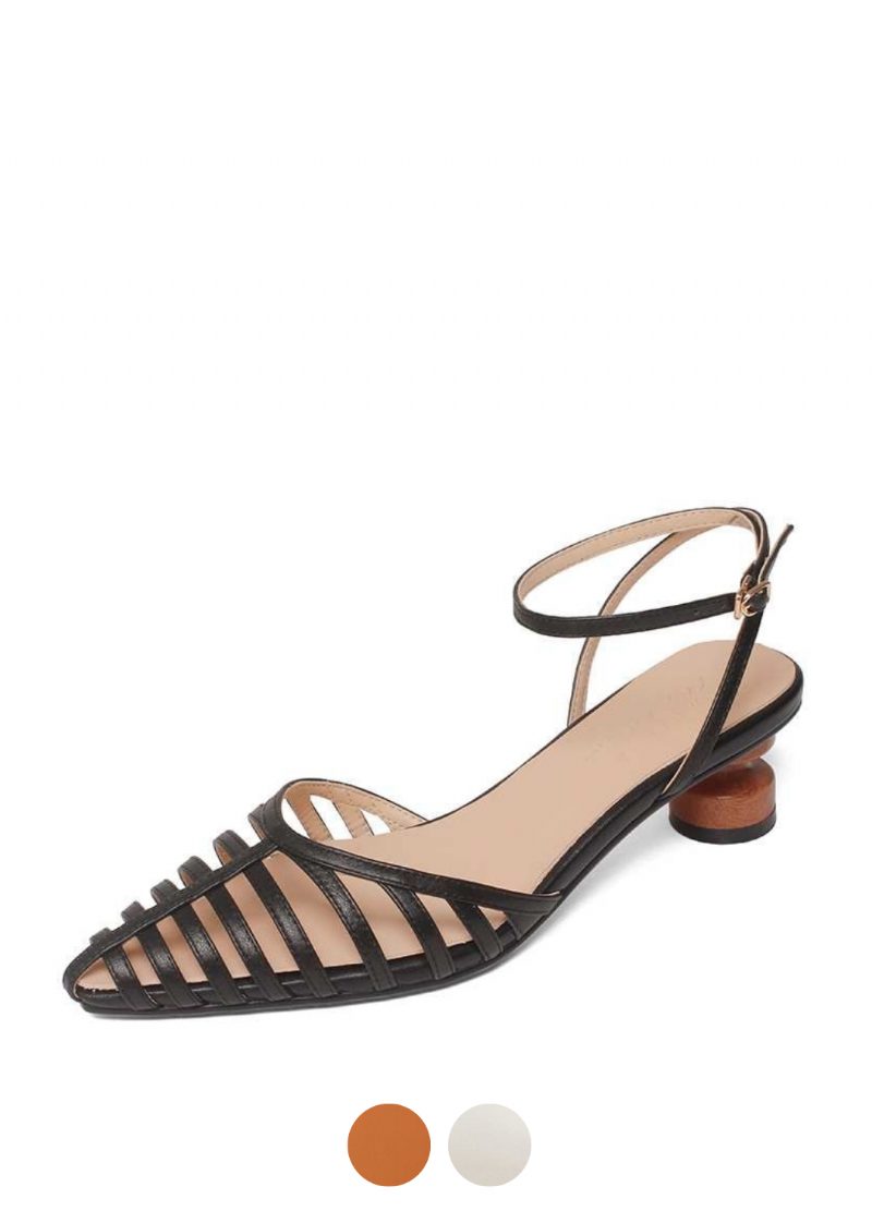 Hensel Sort Læder Sandal Til Kvinder
