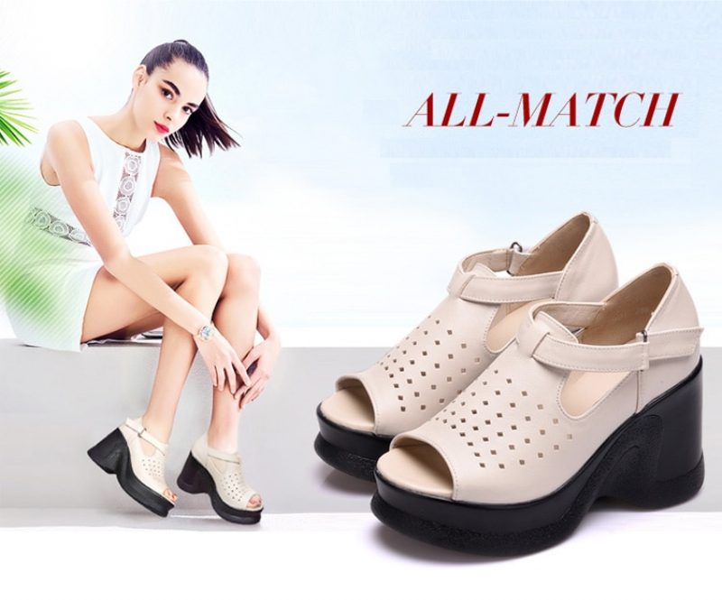 Hilary Platform Sandal Til Kvinder - Beige