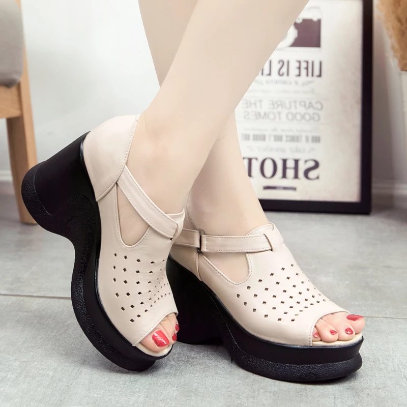 Hilary Platform Sandal Til Kvinder - Beige