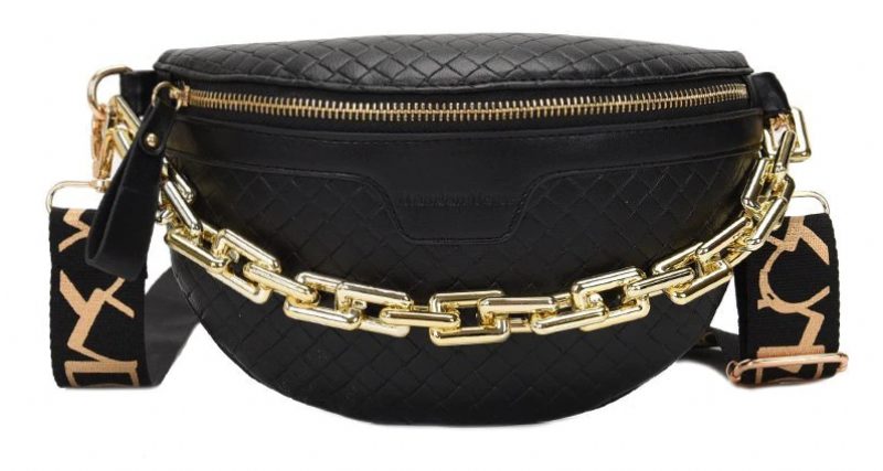 Holny Kvinders Lille Tyk Kæde Læder Crossbody Håndtaske - Sort