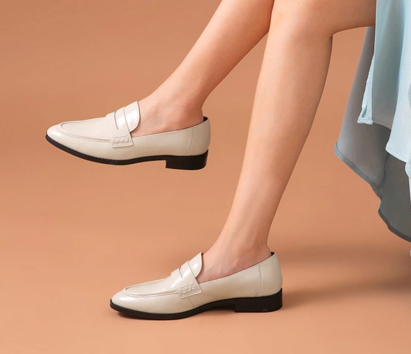 Hospina Penny Læder Loafer Sko Til Kvinder - Beige