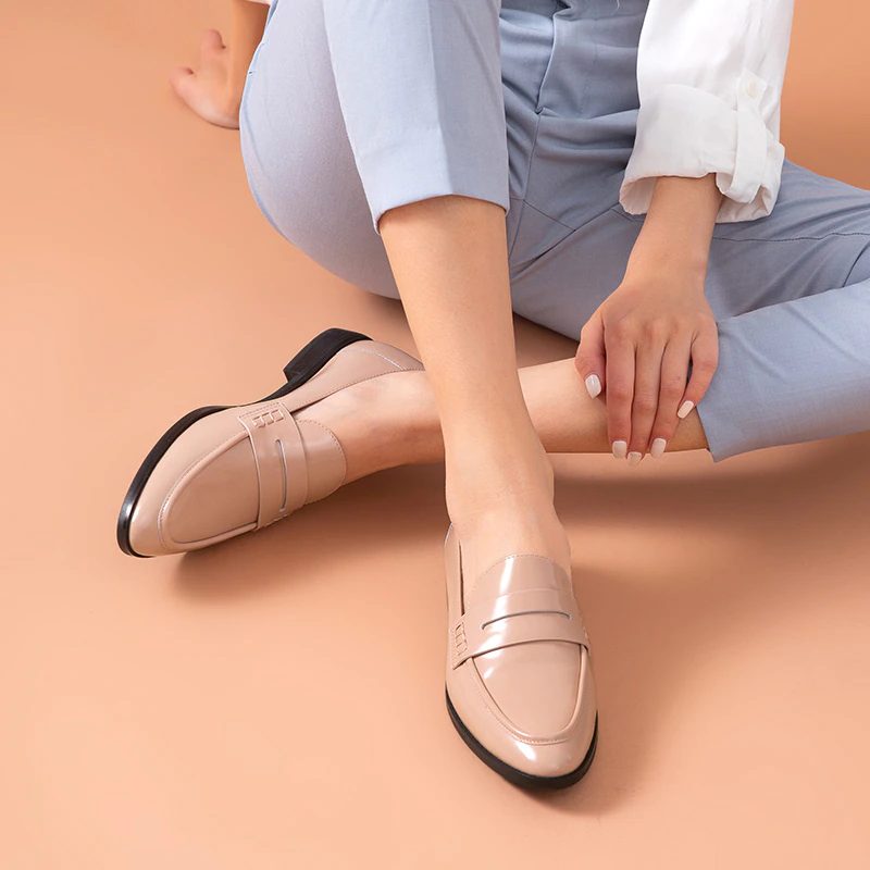 Hospina Penny Læder Loafer Sko Til Kvinder - Beige