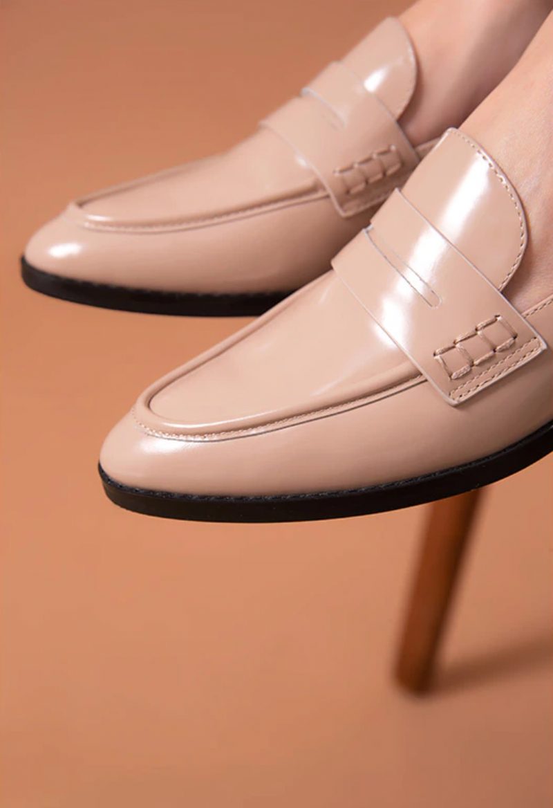 Hospina Penny Læder Loafer Sko Til Kvinder - Beige